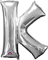 Silver Letter "K" Shaped Mylar Supershape Balloon 34 Inch